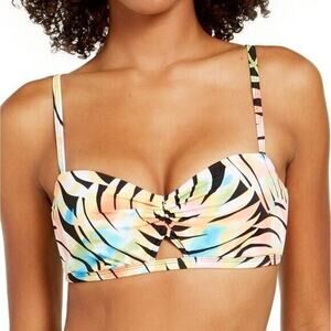 Sundazed 34C Paradise Palm Print Becky Sweetheart Neck Bra Swim Top NEW